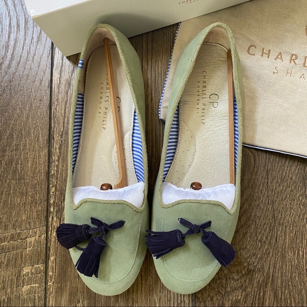 Anthropologie Charles Philip Shanghai Loafer Sage - Picture 2 of 5